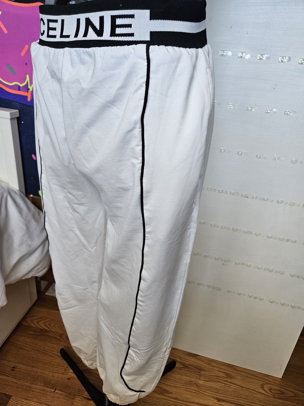 CELINE White Logo Tee and Matching Track Pants Set - Picture 6 of 9